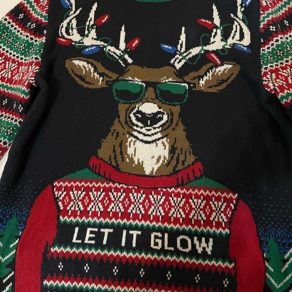 Ugly Christmas Sweater - Festive Reindeer with Lights - Picture 3 of 4